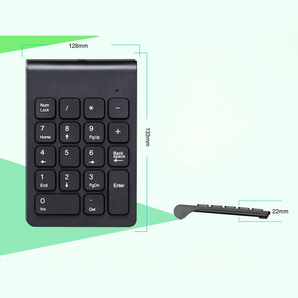 Portable 2.4G Wireless Digital Keyboard USB Number Pad 18 Keys Mini ...