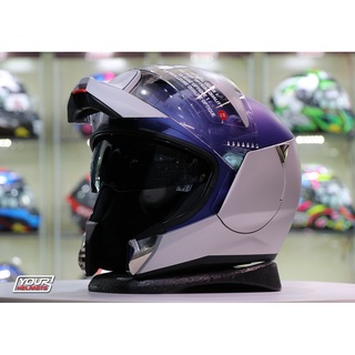 หมวกกันน็อค SHARK HELMETS EVOJET Silver Blue Silver SBS