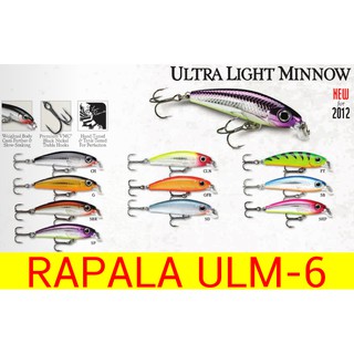 โปรพิเศษ เหยื่อปลอม RAPALA ULTRA LIGHT MINNOW (ULM-6) ขนาด 6 cm น้ำหนัก 4 g สินค้ามีจำนวนจำกัด