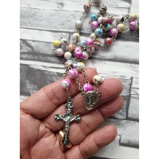 CS1987 (สินค้าพร้อมส่ง) สายประคำ หลากสี  สร้อยสายประคำ Bead Rosary multicolor สร้อยคอ ลูกปัด สร้อยประคำ คาทอลิก