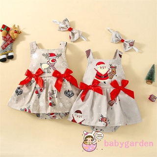 Babygarden-0-3 ปี ชุดรอมเปอร์ แขนกุด ประดับโบว์ด้านหน้า + ที่คาดผม สําหรับเด็กผู้หญิง