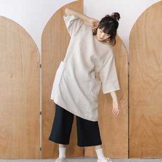 ชุดเดรส และ ทูนิค ผ้าลินิน แขน 3/4 - สามสี Oversize Linen 3/4 Sleeve Dress And Tunic - Natural