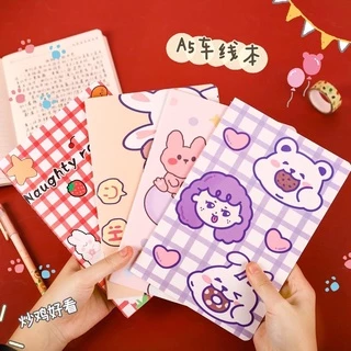 [ยกแพ็ค 4-5 เล่ม] สมุดโน๊ต A5 สมุดบันทึก มีเส้น การ์ตูน 4 แบบ สมุดโน้ต ไดอารี่ เครื่องเขียน อุปกรณ์การเรียน Etax ได้