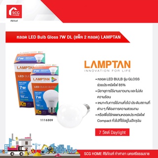 หลอด LED Bulb Gloss 7W DL (แพ็ค 2 หลอด) LAMPTAN