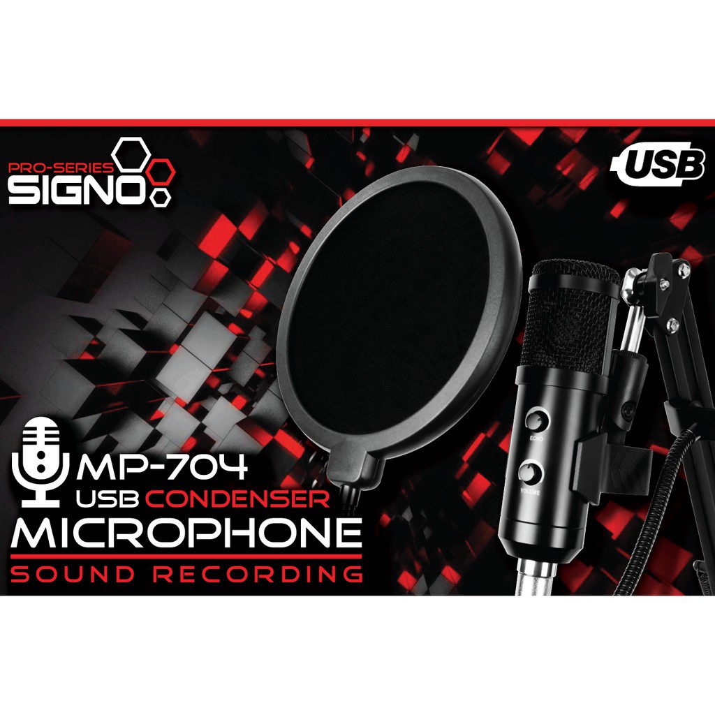 Signo USB Condenser Microphone Sound Recording รุ่น MP-704 (ไมค์โครโฟน)