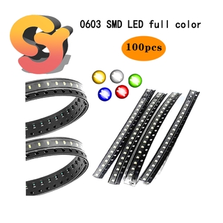 ( Spot Second Sends ) หลอดไฟ 0603 Smd Led สีแดงสีฟ้าสีเขียวสีเหลืองสีขาวสีม่วง 1608 Smd หลากสี 100 ชิ้น