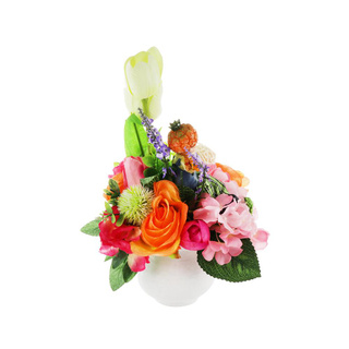 คุ้มสุดๆ!! แจกันดอกไม้ตุ๊กตาตะกร้อ ฟ้าและดอกไม้ สีขาว ARTIFICIAL FLOWERS IN DECORATIVE VASE SKY AND FLOWER 34CM WHITE สิ