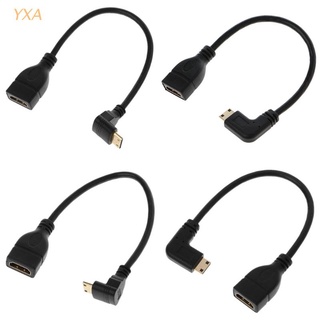 Yxa 90 องศา Mini Usb Hdmi-Compatible Male To Hdmi-Compatible Female ขนาดมินิใช้สายเคเบิ้ลเชื่อมต่อสําหรับผู้ชายผู้หญิง