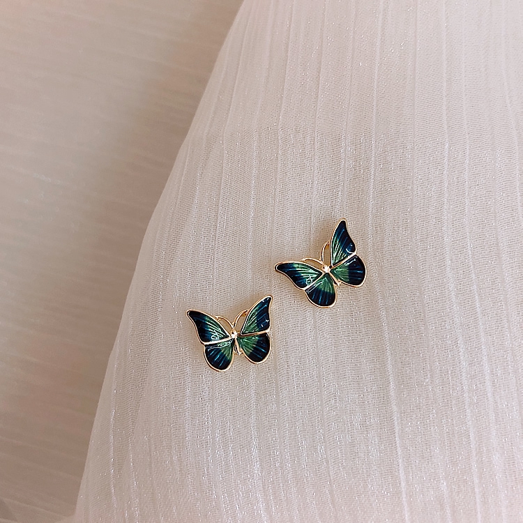 BUTTERFLY ต่างหูเงิน 925 จี้ผีเสื้อสไตล์เกาหลีสําหรับผู้หญิง