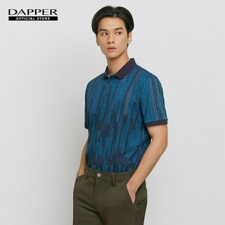 DAPPER เสื้อโปโล Abstract Linear Print สีน้ำเงิน (KPN1/585RP)