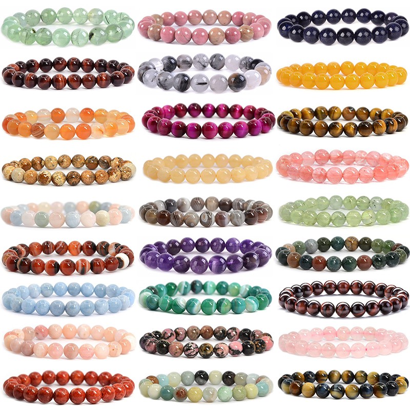 Chakra ลูกปัด Charm สร้อยข้อมือ 6 มม.8 มม.หินธรรมชาติ Tiger Eye Malachite Lapis Lazuli Healing ลูกปัดผู้หญิงโยคะเครื่องประดับ