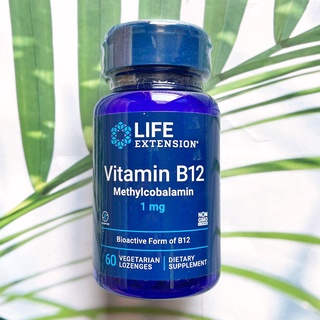 (Life Extension®) Vitamin B12 Methylcobalamin 1 mg 60 Vegetarian Lozenges เมทธิลโคบาลามิน วิตามินบี 12 บี12 B-12 B 12 VitaminB ระบบประสาท สมอง สุขภาพหัวใจและหลอดเลือด