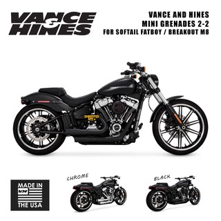 **ฟรีค่าจัดส่ง** Vance &amp; Hines Mini-Grenades 2 into 2 สำหรับ Harley Softail Fat Boy / Breakout 2018-2021