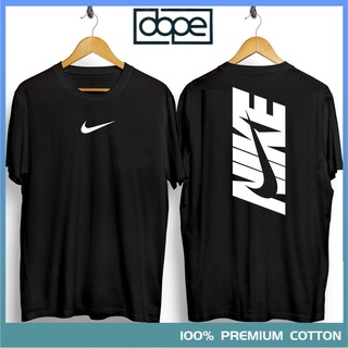 [100% Cotton] พร้อมส่ง NIKE เสื้อยืดลําลอง ผ้าฝ้าย 100% แขนสั้น พิมพ์ลายโลโก้ lelaki Wanita Perempua สีดํา พลัสไซซ์ XS-3