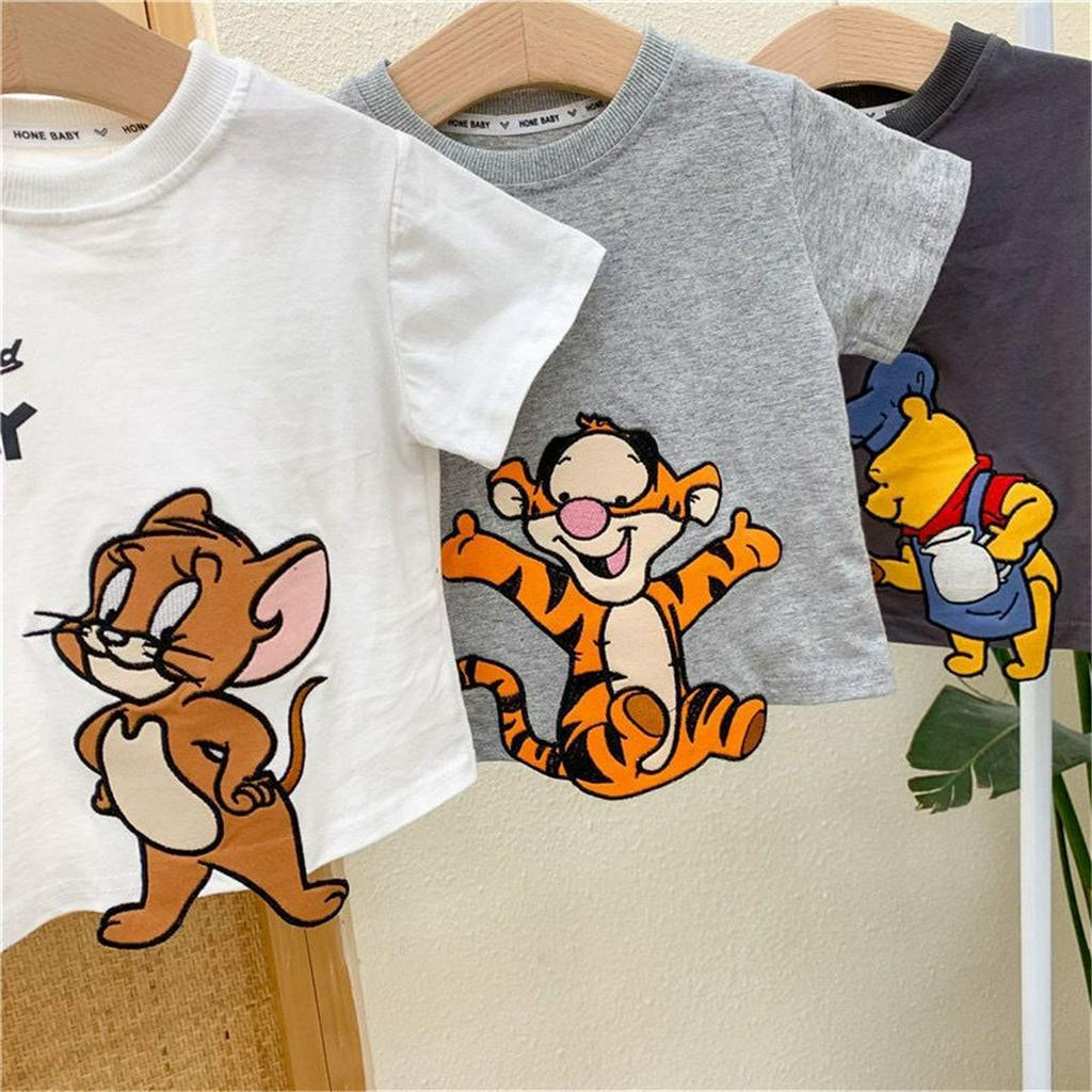 เสื้อยืดแขนสั้นลําลอง ผ้าฝ้าย พิมพ์ลาย 3 มิติ แฟชั่นฤดูร้อน สําหรับเด็กผู้หญิง และเด็กผู้ชาย