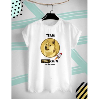 เสื้อยืดคู่รัก เสื้อยืดแขนสั้น เสื้อยืดลาย เหรียญ Doge คริปโต Cryptocurrency สีสันสดใส ใส่สบายๆ ไม่ยืด ไม่ย้วย