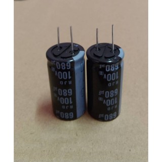 คาปาซิเตอร์ 680UF 100V 105°C 18×35mm คาปาซิเตอร์แอมป์ขยาย ขายแพค2ตัว50บ.