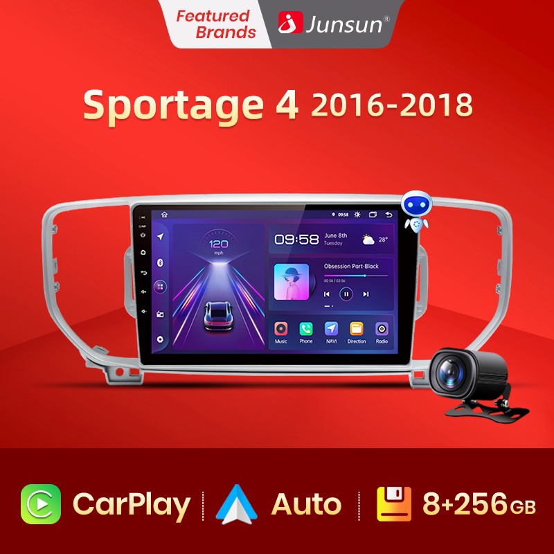Junsun V1pro AI Voice Car Radio Android Auto Multimedia Player For Kia Sportage 4 QL 2016 - 2018 Carplay 4G 2din GPS aut