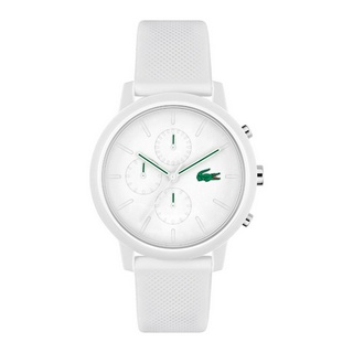 LACOSTE 12.12 Chrono รุ่น LC2011246 นาฬิกาข้อมือผู้ชาย สายซิลิโคน สีขาว หน้าปัด 43 มม.