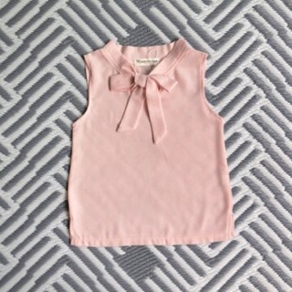 Mini Blouse with Bow Neckline เสื้อเด็กคอโบ สีชมพู เด็กผู้หญิง