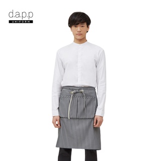 dapp Uniform ผ้ากันเปื้อน ครึ่งตัว ลายริ้วใหญ่ Baker Half Body Grey Stripe Apron สีเทาเบเกอร์(APNA1035)