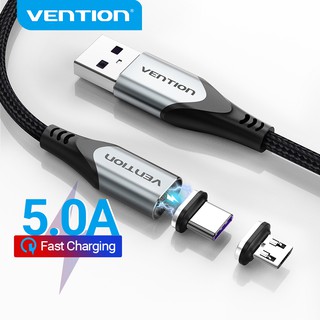 Vention 5A Fast Charging Magnetic Reversible Cable Micro USB Type C 2 in 1 Cable High Speed 480Mbps for Smartphone CQN