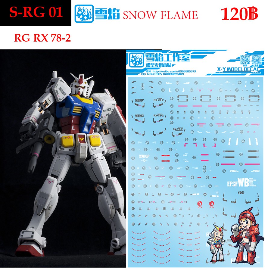 ดีคอลน้ำ [SNOW] RG 01 RX-78 2.0 RG 1/144 WATER DECAL SRG01 RG01 SNOW FRAME