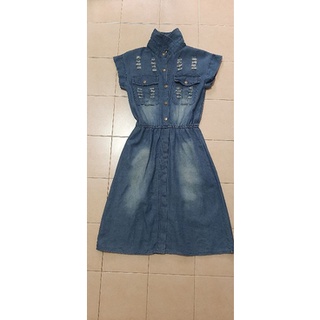 เดรสยีนแขนสั้น denim dress