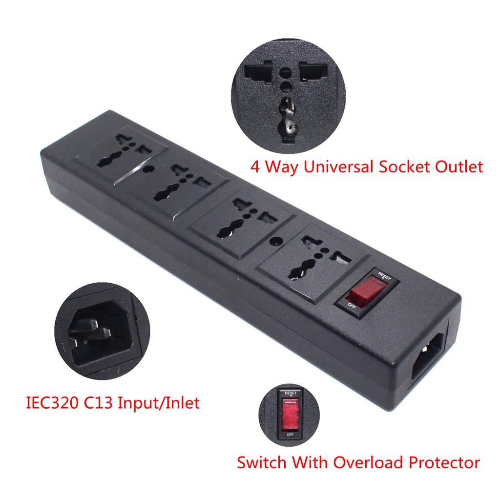 ซ็อกเก็ตเชื่อมต่อพาวเวอร์ซัพพลาย PDU 4 ช่อง สําหรับ C14 C13 US UK AU ปลั๊ก EU 2500W