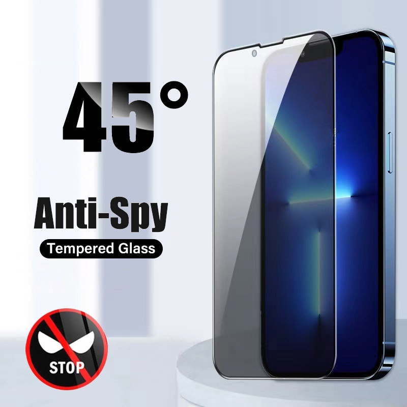 45° ตัวป้องกันหน้าจอความเป็นส่วนตัวสําหรับ 16 15 14 13 11 Pro Max 12 Mini X Xs XR Xs Max กระจกนิรภัยสําหรับ 6S 7 8 14 Plus Full Coverage Glass