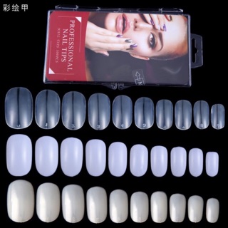 เล็บพีวีซี PVC Nail 100ชิ้น ทรงมลสั้น สีขุ่น/ใส/ขาว