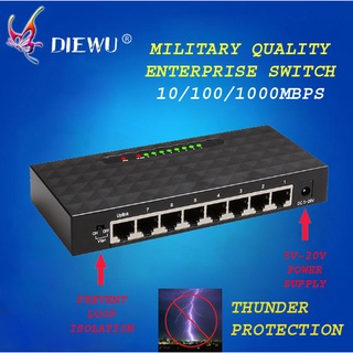 DIEWU Switch Hub Ethernet 8-Port 100-Mega Switch Grade A Product