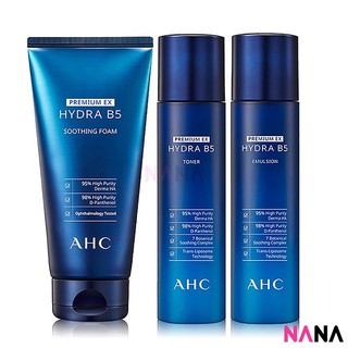 AHC Premium Ex Hydra B5 Set: Toner 140ml + Lotion 140ml + Soothing Foam 180ml โทนเนอร์ โลชั่น และโฟมล้างหน้าบำรุงผิว [NEW]