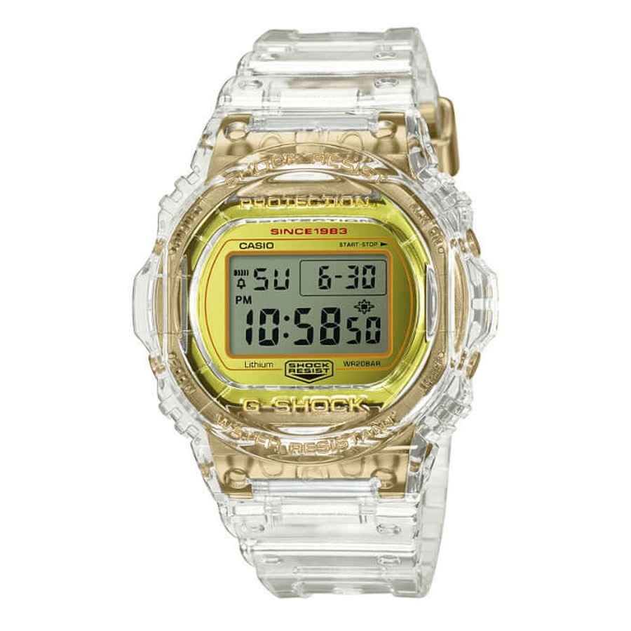 Casio G-Shock นาฬิกาข้อมือผู้ชาย สายเรซิ่น รุ่น DW-5735E-7 35TH ANNIVERSAY GLACIER GOLD LIMITED EDITION  - สีขาวใส