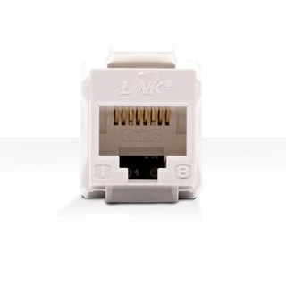 LINK รุ่น US-1006SL : CAT 6 RJ45 Slim White JACK Color Changeable ตัวเมีย (เต้ารับสายแลนรุ่นสลิมมีฝาครอบ) - ประกัน 30 ปี