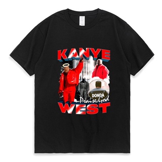 เสื้อยืดคอกลมKanye เสื้อยืดคอกลม แขนสั้น ผ้าฝ้าย 100% พิมพ์ลาย West Donda สไตล์ฮิปฮอป วินเทจ สีดํา สําหรับผู้ชาย LHZYS-5