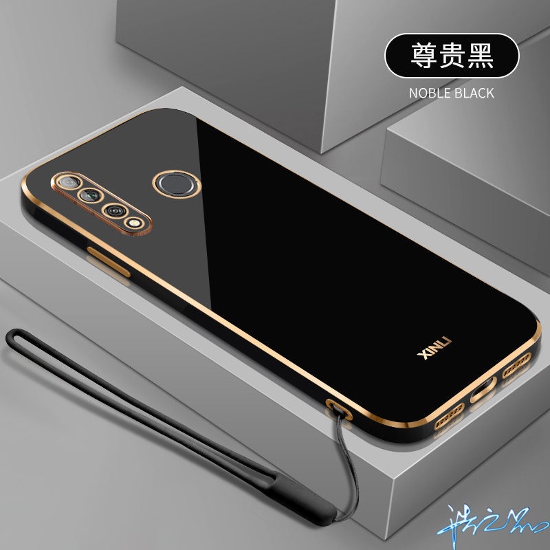 เคสโทรศัพท์มือถือแบบนิ่ม ขอบตรง พร้อมสายคล้อง หรูหรา สําหรับ Huawei Y9 Prime Y6P Y7A Y8P Y9 Y7 Y6 Pro 2019 Nova 9 7 6 SE 8i 7i 5i