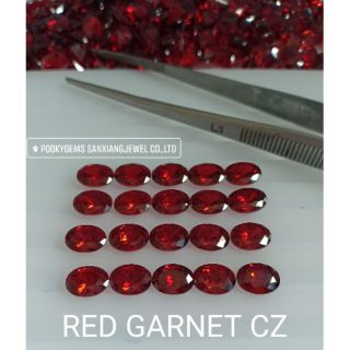 เเพ็ค 25 เม็ด, GARNET CZ Daimond เพชรรัสเซียแดงการ์เน็ต รูปไข่ขนาด 6*8 มิล