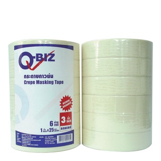 คิวบิซ กระดาษกาวย่น กาวยาง แพ็ค 6 ม้วน101347Q-Biz Masking Tape 1" 25Y 6 Rolls/Pack