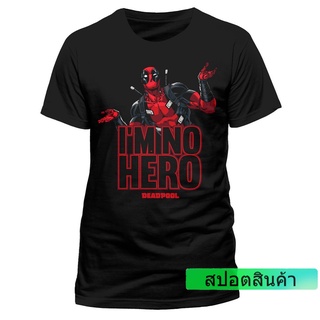 เสื้อยืด ผ้าฝ้าย 100% พิมพ์ลาย Marvel Deadpool Im No Heroin ใส่สบาย สําหรับผู้ชาย