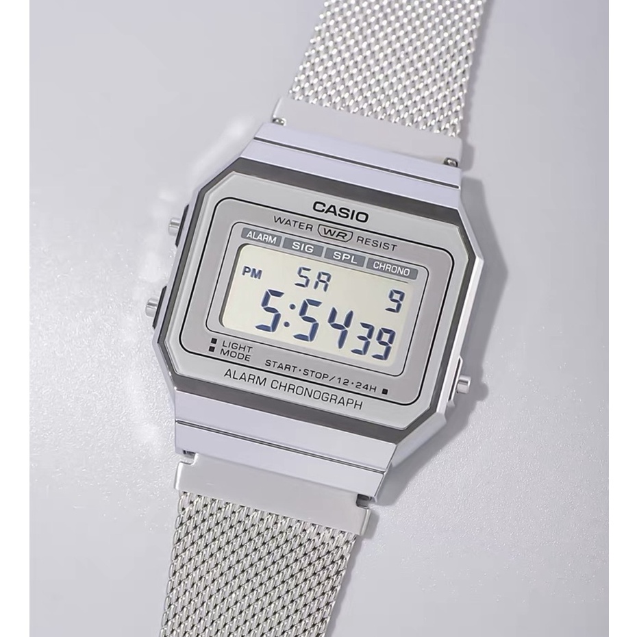 Ca sio Standard นาฬิกาข้อมือผู้ชาย/หญิงใส่ได้ สายสแตนเลส รุ่น A700 A700W A700WM สีทอง/เงิน/โรสโกล มีสายข้อกับสายถัก