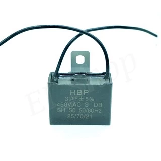 Capacitor CBB61 1.2uf 1.5 uf1.8uf 2uf 2.5uf 3uf 3.5 uf 4 uf 5 uf/ 450V รุ่นมีสายไฟ HBP คาปาซิสเตอร์ แค๊ป