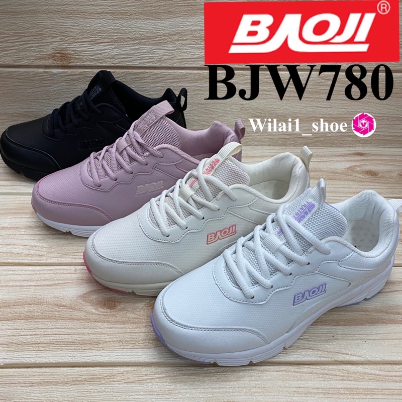 Baoji BJW 780 รองเท้าผ้าใบ แบบหนัง (37-41) สีดำ/ครีมชมพู/ขาวม่วง/ม่วง ซอ