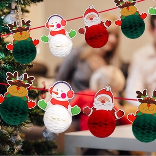 ธงราวตกแต่งคริสมาส ธงราวตกแต่ง ป้ายคริสมาส คริสมาส Merry Christmas Rail Paper Fabric Flag Decorations Banner Bunting