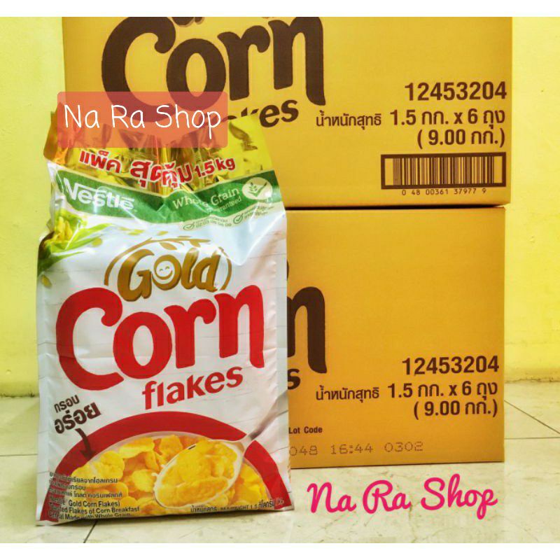 แบบลัง 6 ถุง เนสท์เล่คอร์นเฟลกส์ คอนเฟลกเนสท์เล่ ข้าวโพดอบกรอบ Nestle Corn Flakes ขนาดสุดคุ้ม1.5 kg.