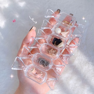 Creative Mini Candy Storage Box Transparent Hanging Jewelry Organizers Portable Earrings Storage Case