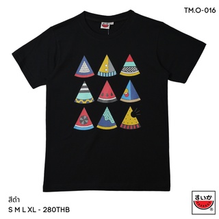 ผ้าฝ้าย 100%แตงโม (SUIKA) - เสื้อยืดคอลเลคชั่น SUIKA X CHER สีดำ ( TM.O-016 )S-3XL