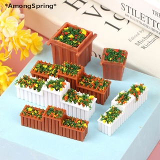 Amongspring โมเดลกระถางต้นไม้จิ๋ว 1:12 สําหรับตกแต่งบ้านตุ๊กตา สวน ดอกไม้