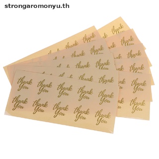 【strongaromonyu】ฉลากสติกเกอร์ฟอยล์ใส ลาย Thank you gold สําหรับของขวัญ DIY 100 ชิ้น