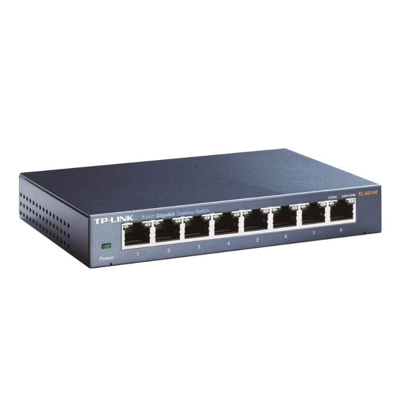 TP-LINK SWITCH (สวิตซ์)  8 PORTS TL-SG108 GIGABIT PORT IN METAL CASING